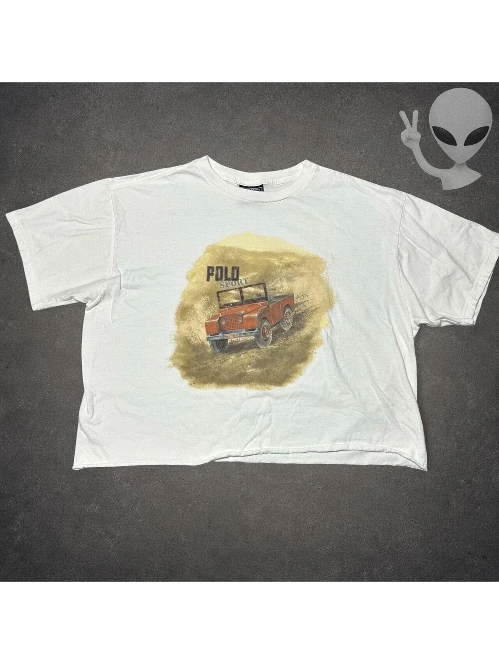 Vintage Polo Sport Ralph Lauren Jeep Safari T-Shirt White Mens US L Cropped